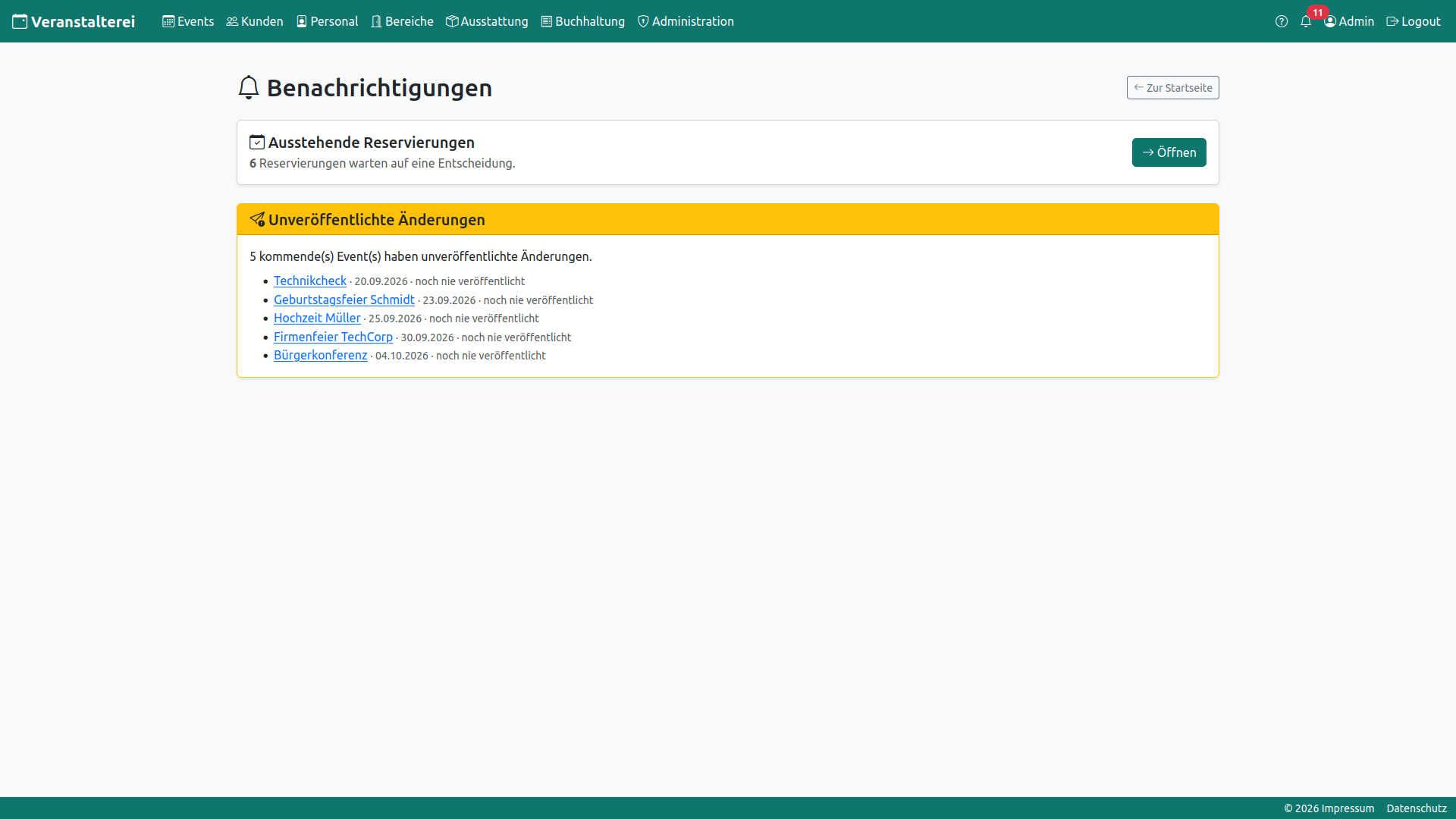 Offenen Anfragen in den Benachrichtigungen