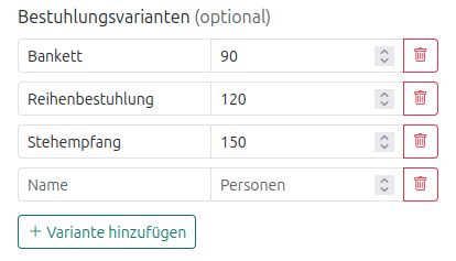 Bestuhlungsvarianten eines Bereichs anlegen