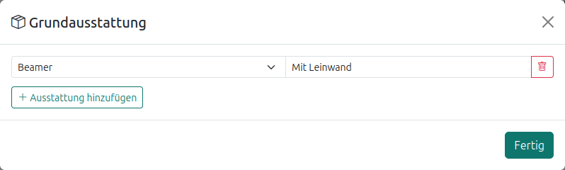 Grundausstattung eines Bereichs festlegen