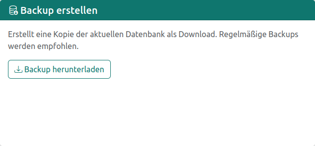 Backup der Datenbank herunterladen