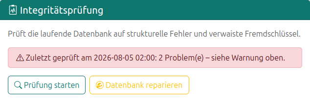 Befund der Datenbank-Reparatur