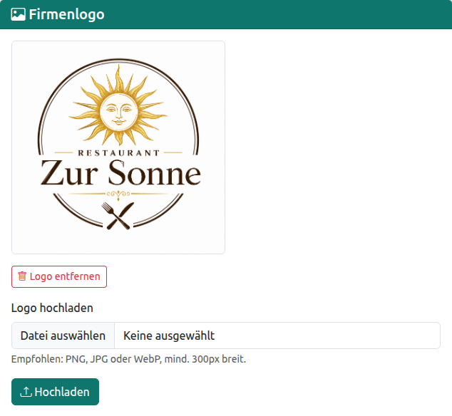 Firmenlogo hochladen und entfernen