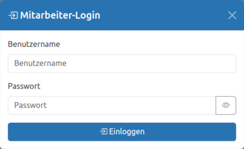 Login-Maske von Veranstalterei