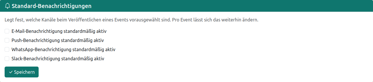 Standardkanäle für das Veröffentlichen