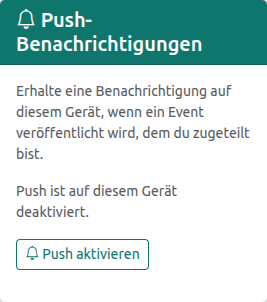 Event-Sheet in der App, oberer Teil