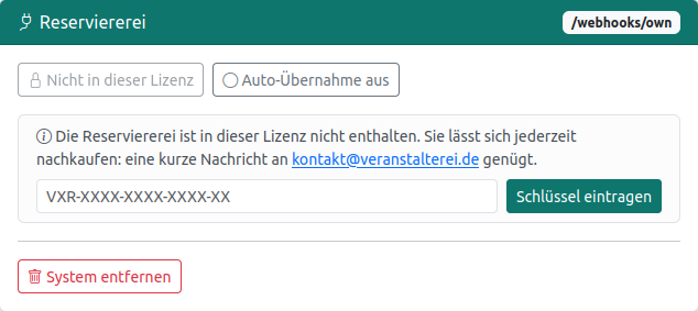 Die Reserviererei mit einer Lizenz freischalten