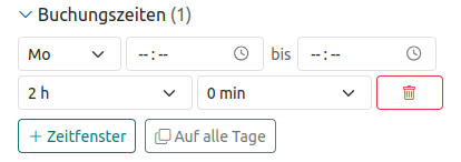 Buchungszeiten festlegen