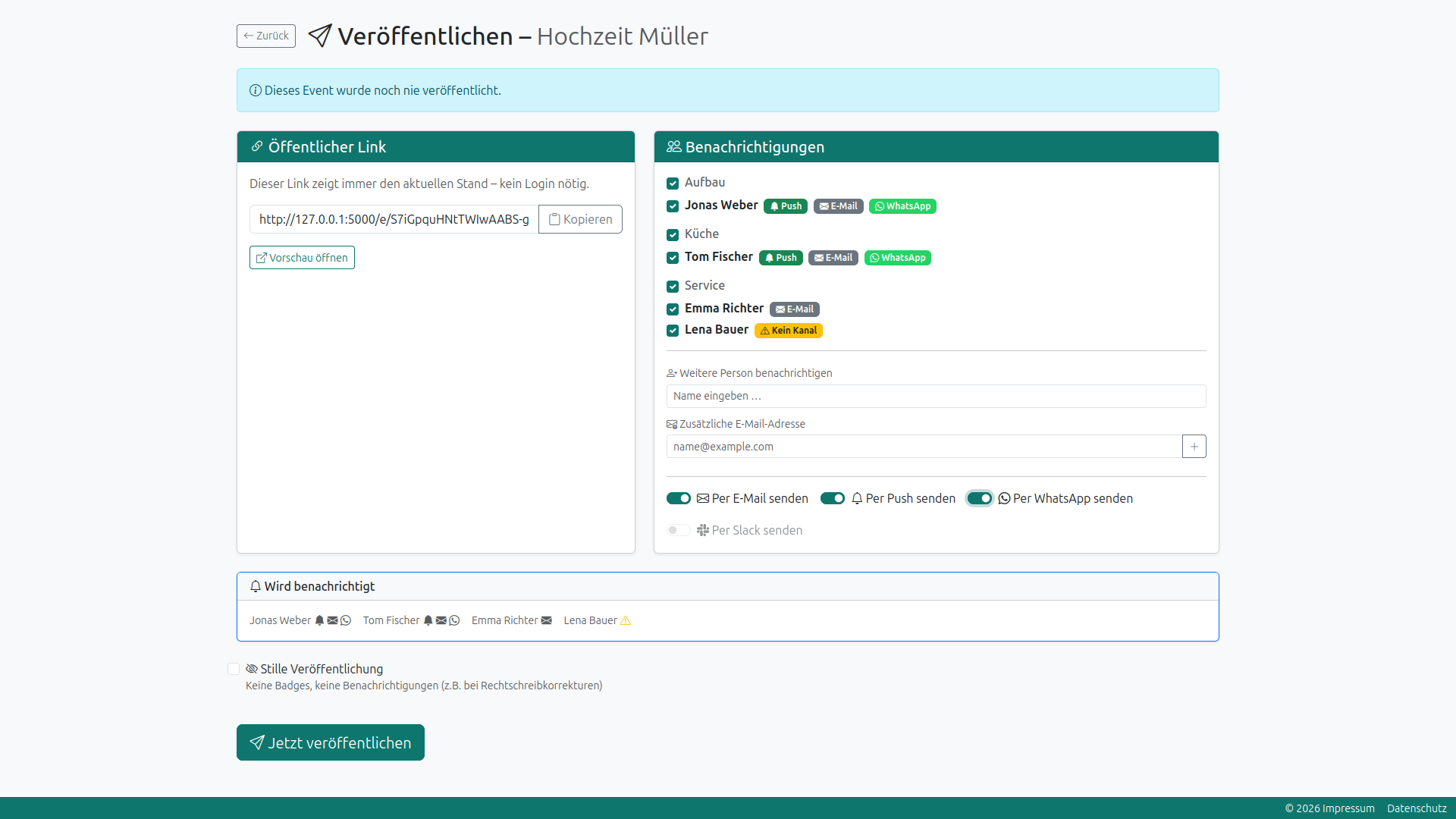Veröffentlichen-Dialog