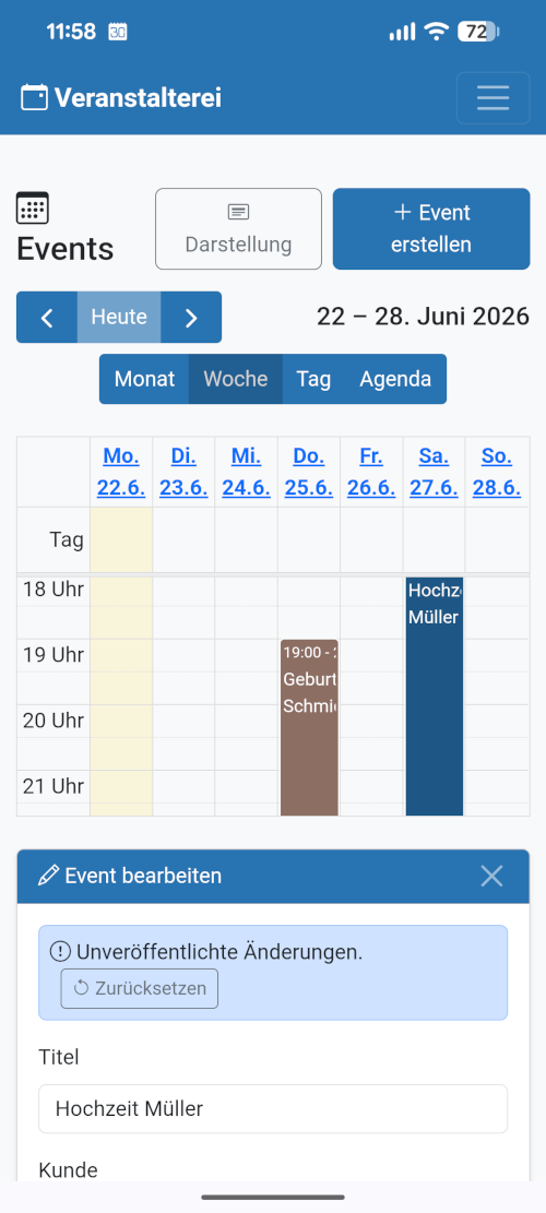 Veranstalterei auf dem Smartphone